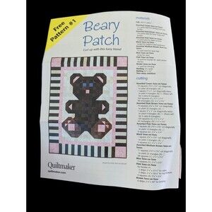 Beary Patch Quilt Pattern Salute to Plaid Quiltmaker Vintage 1980's Materials